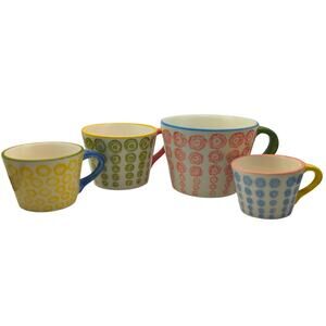 Anthropologie Nesting Ceramic Measuring Cups Set of 4 Boho Cottagecore Preppy